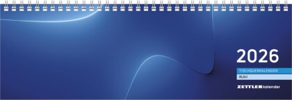Tischquerkalender blau 2026 - 32x10,5 cm - 1 Woche auf 2 Seiten - Bürokalender mit Monatsübersichten - Stundeneinteilung 7 - 20 Uhr - 176-0015