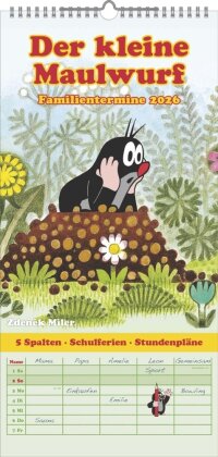 N NEUMANNVERLAGE - Der kleine Maulwurf 2026 Familienplaner, 22x45cm, Familienkalender mit 5 Spalten für Termine und Notizen, schöne Abbildungen, Stundenpläne, Schulferien und deutsches Kalendarium