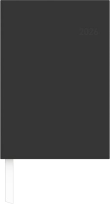 Zettler Wochenbuch schwarz 1W/2S 2026 - Buchkalender 15 × 21 cm, 1 Woche auf 2 Seiten, wattierter Kunststoffeinband