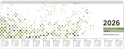 Tischquer-Kalender 2026 36,2x13,6 - 1W/2S grün/weißes Papier - verlängerte Rückwand - grün - Bürokalender 36,2x13,6 - 1 Woche 2 Seiten - Stundeneinteilung 7-20 Uhr - 137-0013-1