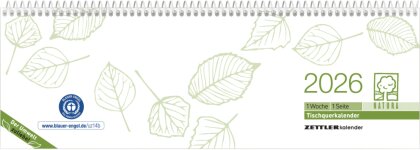 Tischquerkalender Recycling 1W/1S 2025 - 29,6x9,9 cm - 1 Woche auf 1 Seite - Bürokalender mit 60 Seiten - Stundeneinteilung 7 - 19 Uhr - 146-0700