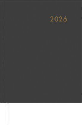 Wochenbuch anthrazit 2026 - Bürokalender 21x26,5 cm - 1 Woche auf 2 Seiten - mit Eckperforation und Fadensiegelung - Notizbuch - 728-0021