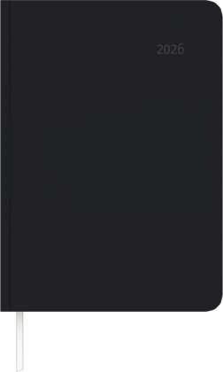 Buchkalender Tucson schwarz 2026 - mit Registerschnitt - Büro-Kalender A5 - 1 Tag 1 Seite - 416 Seiten - Tucson-Einband - Zettler