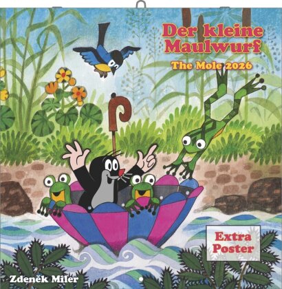 N NEUMANNVERLAGE - Der kleine Maulwurf 2026 Broschürenkalender, 30x30cm, Kinderkalender mit liebevoll gestalteten Illustrationen, extra Poster, internationalen Feiertagen und viel Platz für Notizen