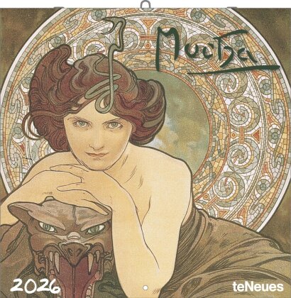 Mucha 2026 - Wand-Kalender - Broschüren-Kalender - 30x30 -30x60 geöffnet - Kunst-Kalender