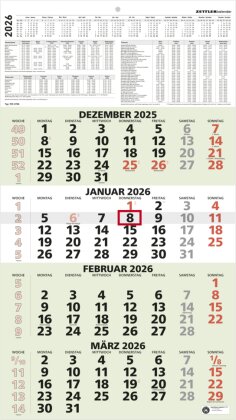 4-Monatskalender Recycling 2026 - 33x45 cm - mit Kopftafel und Datumsschieber - Blauer Engel - Mehrmonatsplaner - 959-0700