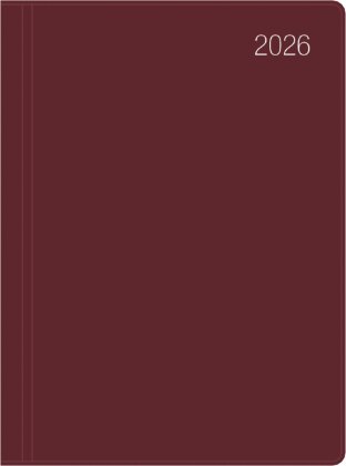 Taschenkalender bordeaux 2026 - Bürokalender 10,2x14,2 - 1 Woche auf 2 Seiten - flexibler Kunststoffeinband - Notizheft - Wochenkalender - 640-1011