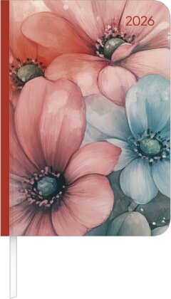 Lady Journal Flowers 2026 - Taschenkalender A6 (10,7x15,2 cm) - Weekly - 192 Seiten - Notiz-Buch - Termin-Planer - Alpha Edition