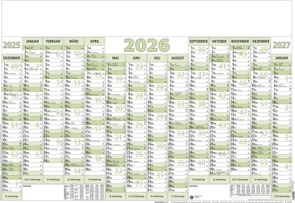 Zettler Plakatkalender 14 Mon Blauer Engel 80 stück plano 2026 - Wandkalender groß 88 x 63 cm, 14 Monate auf 1 Seite inkl. Dez. 2025 & Jan. 2027, Recyclingpapier, nachhaltig, Ferien, Arbeitstage