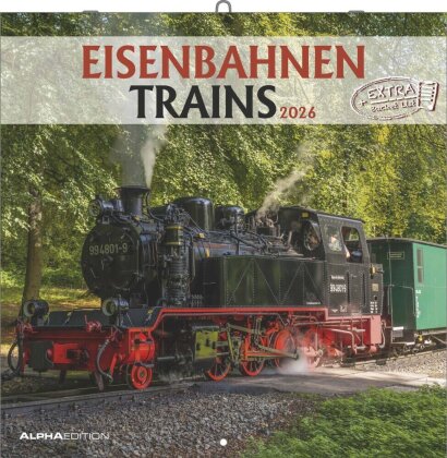 Eisenbahnen 2026 - Broschürenkalender 30x30 cm (30x60 geöffnet) - Kalender mit Platz für Notizen - Steam Engines - Bildkalender - Wandkalender