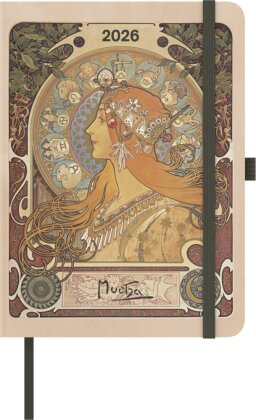Alfons Mucha 2026 - Buchkalender - Taschenkalender - Kunstkalender - 16x22