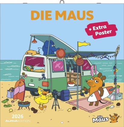 Die Maus 2026 - Broschürenkalender 30x30 cm (30x60 geöffnet) - Kalender mit Platz für Notizen - inkl. Poster - Wandplaner - Bildkalender - Wandkalender