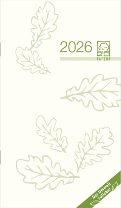 Taschenplaner Recycling 2026 - Bürokalender 8,8x15,2 cm - 1 Monat auf 2 Seiten - separates Adressheft - faltbar - Notizheft - Blauer Engel - 520-0700