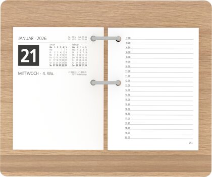 Holzuntersatz für Umlege-Kalender - 18,5x15,5 cm - mit Stiftablage - sehr stabil - 331-0000