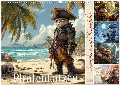 Piratenkatzen- Samtpfoten auf Kaperfahrt (Wandkalender 2026 DIN A2 quer) - CALVENDO Monatskalender