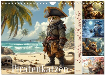 Piratenkatzen- Samtpfoten auf Kaperfahrt (Wandkalender 2026 DIN A4 quer) - CALVENDO Monatskalender