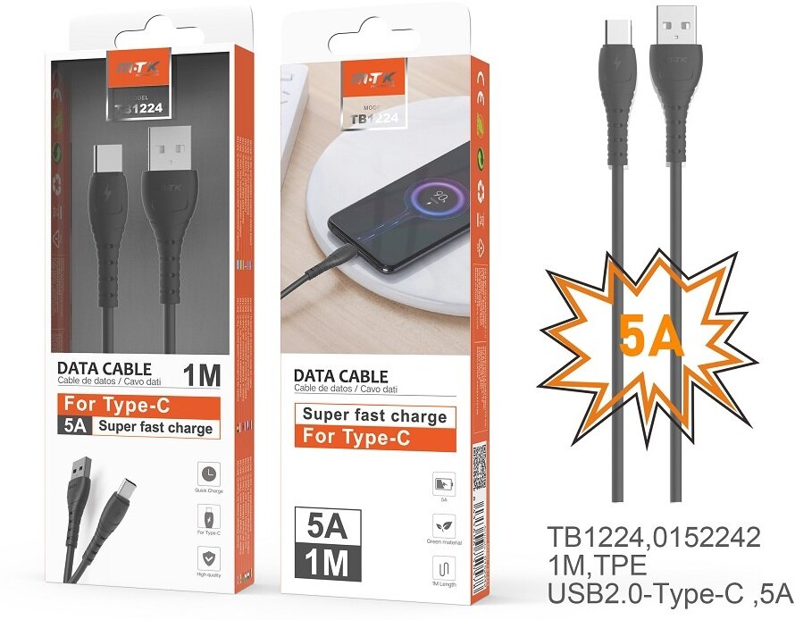 Câble USB Type-C - 18W - 5A - 100 cm