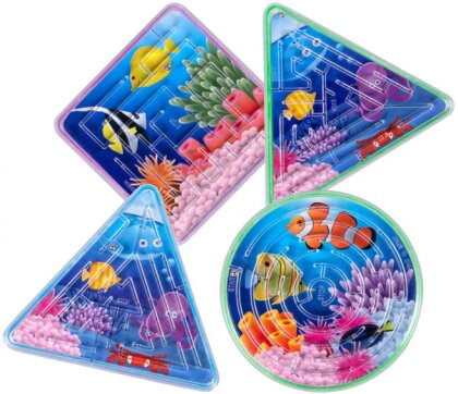 Fisch-Labyrinth-Spiele 4 Stck - 6,5 x 6,5 cm