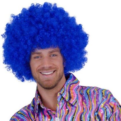 Perücke Super Afro leuchtend blau