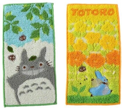 Ghibli - Mon Voisin Totoro - Pack de 2 Mini Serviettes "Totoro Gris et Bleu" 10x20cm