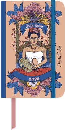 Frida Kahlo Wochen-Notizkalender klein 2026 - Taschen-Kalender 9x14 cm - mit Verschlussband & Falttasche - Weekly