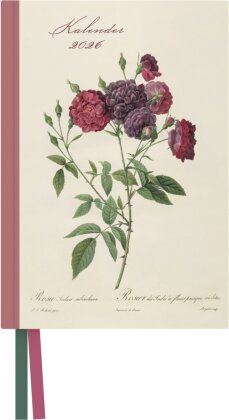 Redoutés Rosen Taschenkalender 2026 - Terminplaner mit Wochenkalendarium - Format 11,3 x 16,3 cm