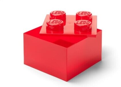 Room Copenhagen - Lego Storage Brick 4 Knobs Top Lid Translucent Red
