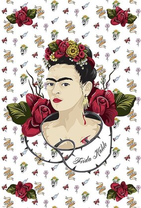 Frida Kahlo Red and White Poster