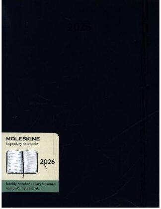 Moleskine 12 Monate Tageskalender 2026, XL, 1 Tag = 1 Seite, rechts linierte Seite, Weicher Einband - Saphir