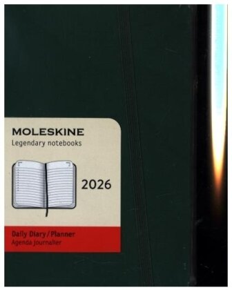 Moleskine 12 Monate Tageskalender 2026, Pocket/A6, 1 Tag = 1 Seite, Weicher Einband - Myrtengrün