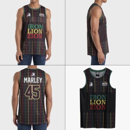 Bob Marley - Iron Lion Zion Black Basketball Jersey
