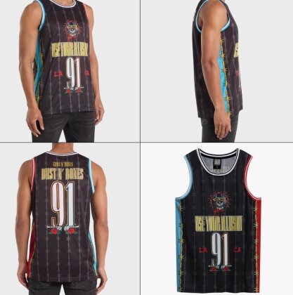 Guns N Roses - Dust N Bones Black Basketball Jersey