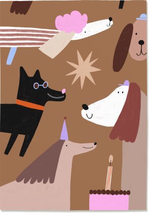 Postkarte Geburtstag Hunde