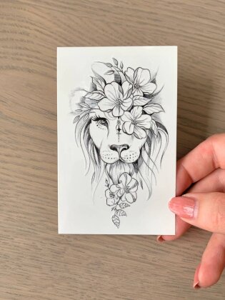 Lion Flower Tattoo