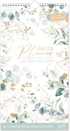 Familienplaner 25/26 Wand-Kalender 5-spaltig 18 Monate [Blattgold]