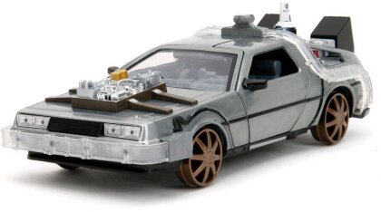 Zurück in die Zukunft III Hollywood Rides Diecast Modell 1/24 DeLorean Time Machine Railroad Wheels