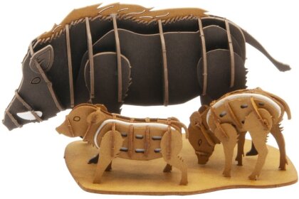 3D Papiermodell Wildschwein Familie