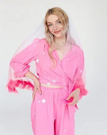 Fransenschleier rosa
