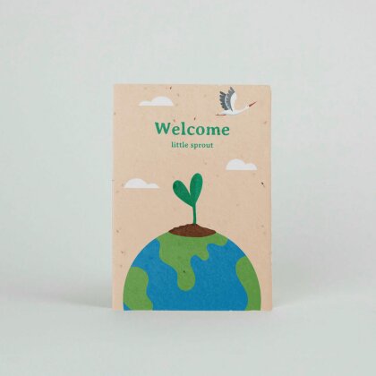 Pflanzbare Postkarte Welcome little sprout
