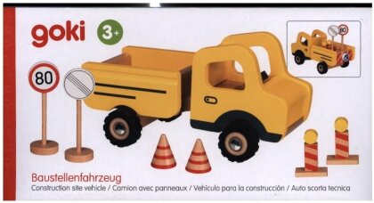 Baustellenfahrzeug mit Verkehrsschildern