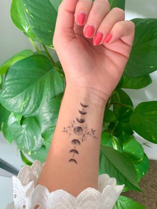 Moon Flower Phase Tattoo