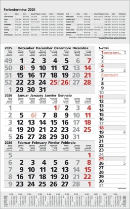 3-Monats-Planer Combi Grau 2026