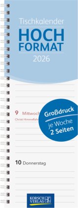 Tischkalender Hochformat Großdruck 2026