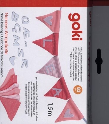 Buchstabenwimpelkette rosa - mit 10 Wimpeln