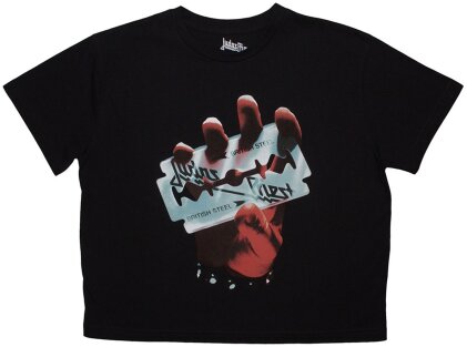 Judas Priest - British Steel Crop Top (Black) Girlie