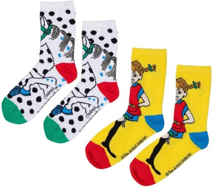 Pippi Langstrumpf Socken gelb/weiss