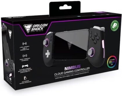DragonShock - Nimbus - Drahtloser Bluetooth-Controller Schwarz für Mobiltelefone