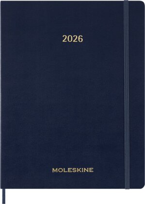 Moleskine 13 Monate Essential Wochenkalender, 1 Wo = 2 Seiten, vertikal, XXL, fester Einband - Saphirblau