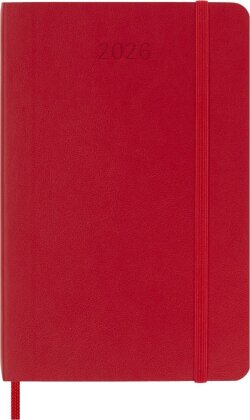 Moleskine 12 Monate Tageskalender 2026, Pocket/A6, 1 Tag = 1 Seite, Weicher Einband - Scharlachrot