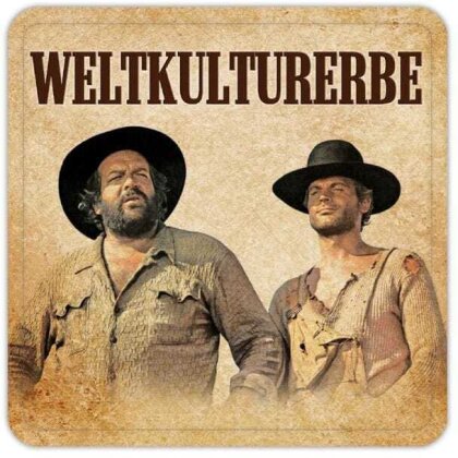 Bud Spencer & Terence Hill Bierdeckel aus Blech Weltkulturerbe 10 x 10 cm